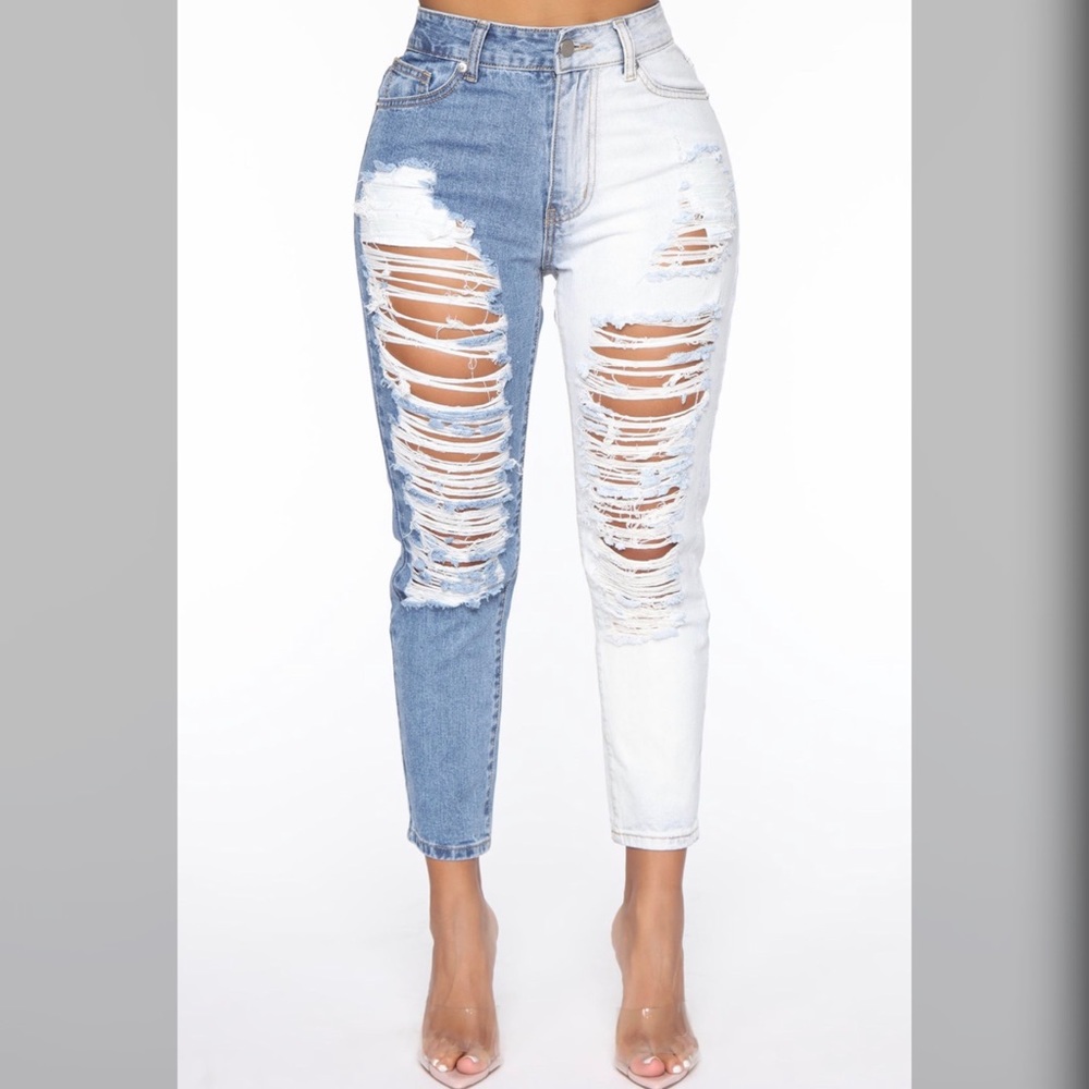 Two Sided Story Distressed Straight Leg Jeans